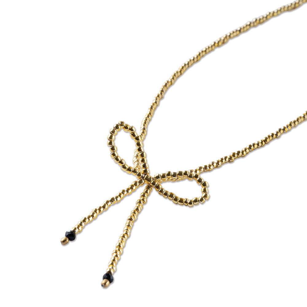 Wishful Schwarzer Onyx goldfarbige Halskette 