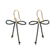 Bow Schwarzer Onyx Ohrringe Grünfarben