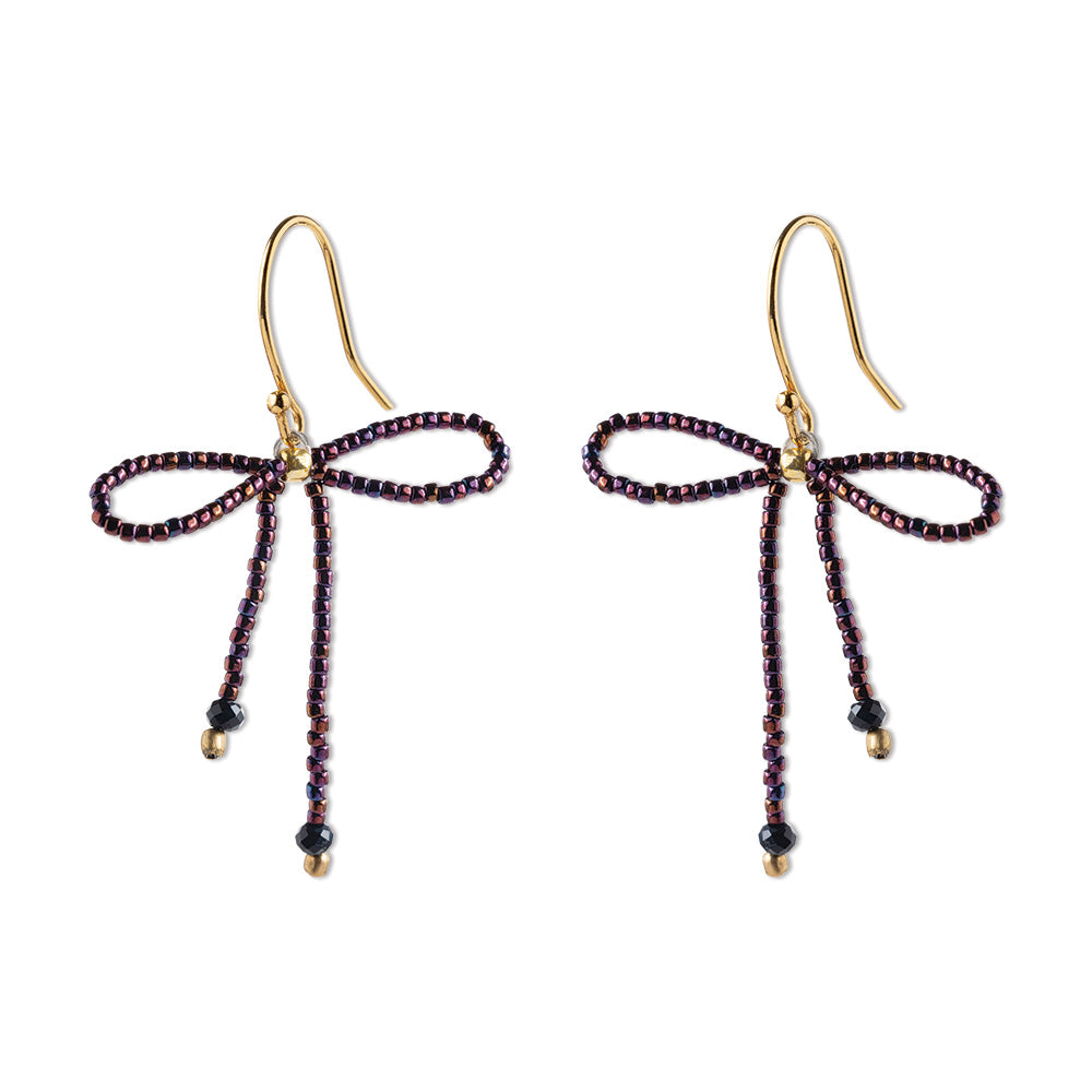 Bow Schwarzer Onyx Ohrringe Rotfarben