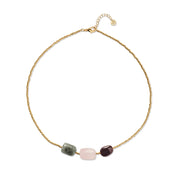 Blissful Granaat Rozenkwarts Labradoriet Ketting