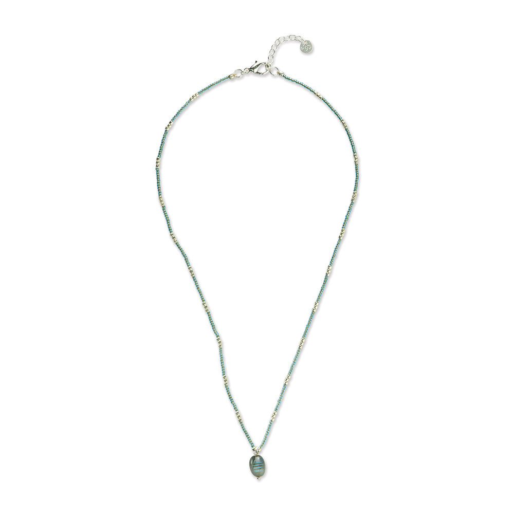 Wishing Labradorit Halskette Silberfarben