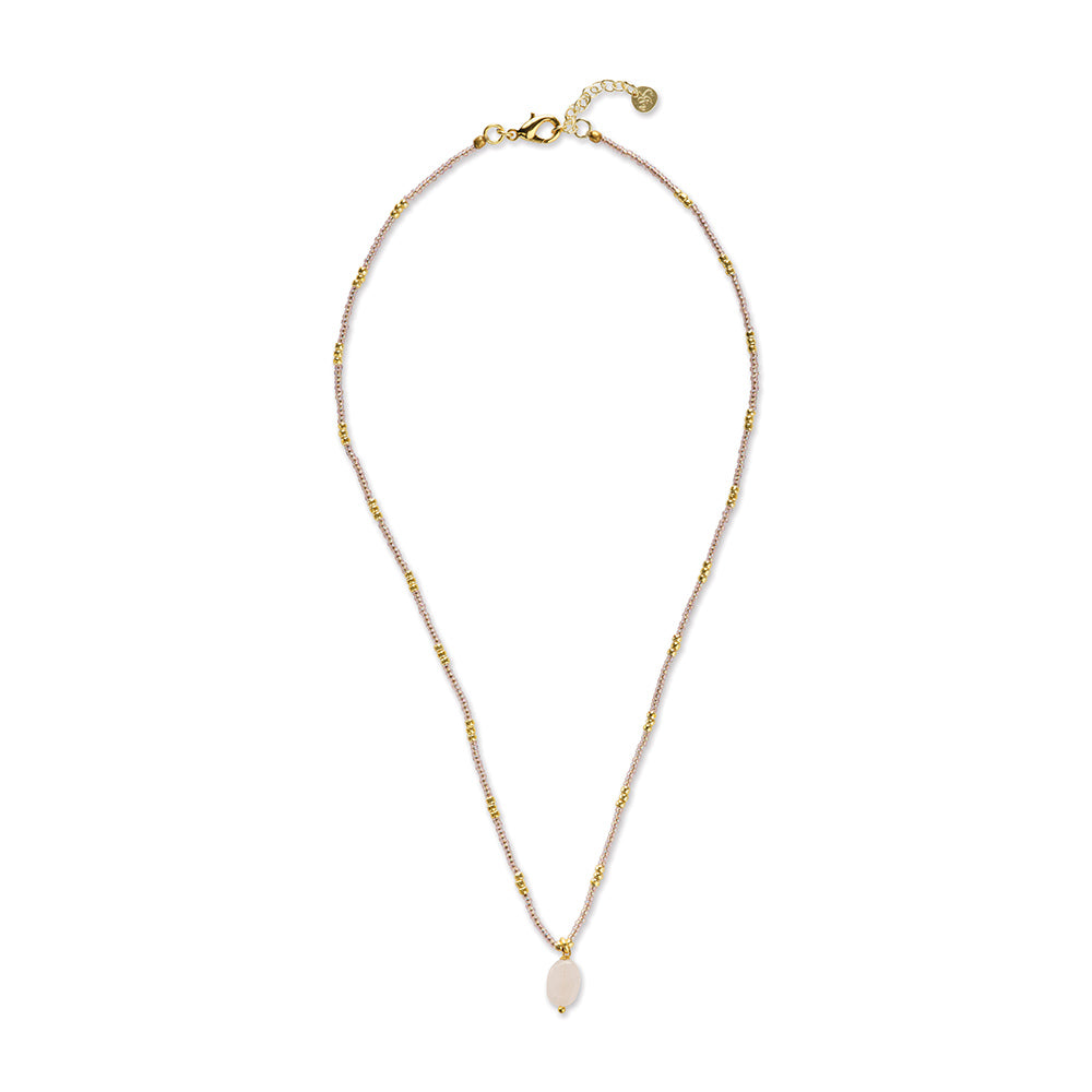 Wishing Rosenquarz Halskette Goldfarben