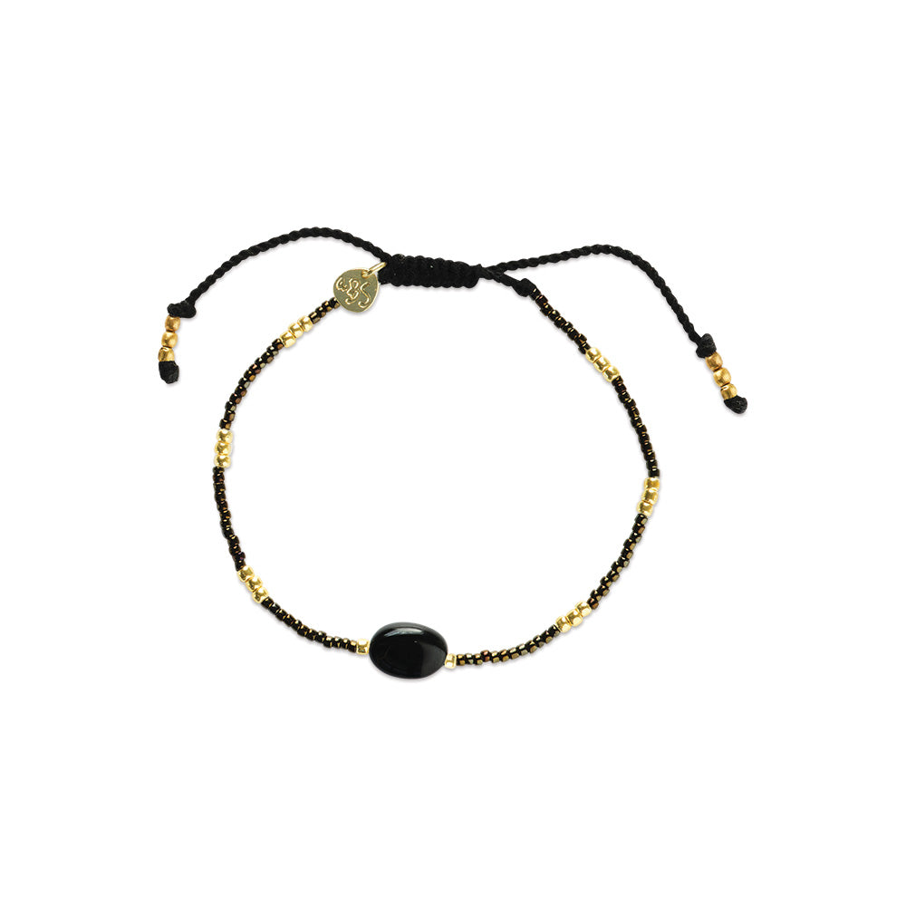 Wanting Schwarzer Onyx Armband Goldfarben