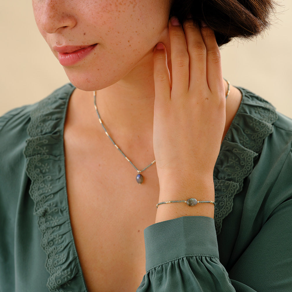 Wanting Labradorit Armband Silberfarben