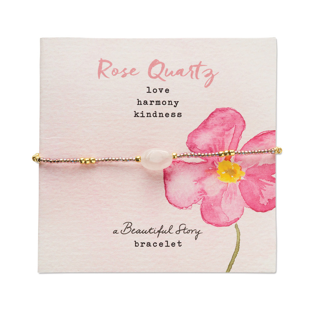 Wanting Rose Quartz Bracelet Gold Colored
