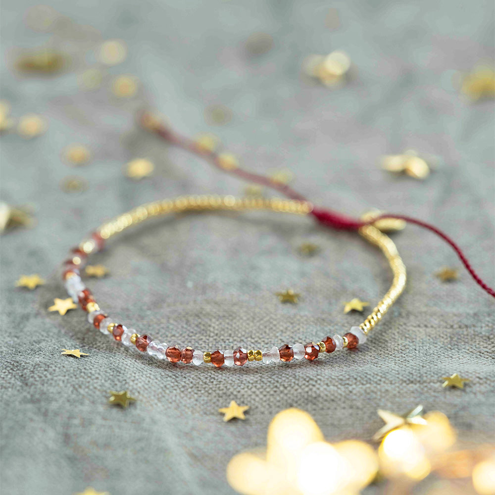 Sparkling Granat Rosenquarz Armband
