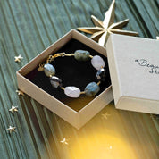 Spectacular Labradorit Rosenquarz Granat Armband