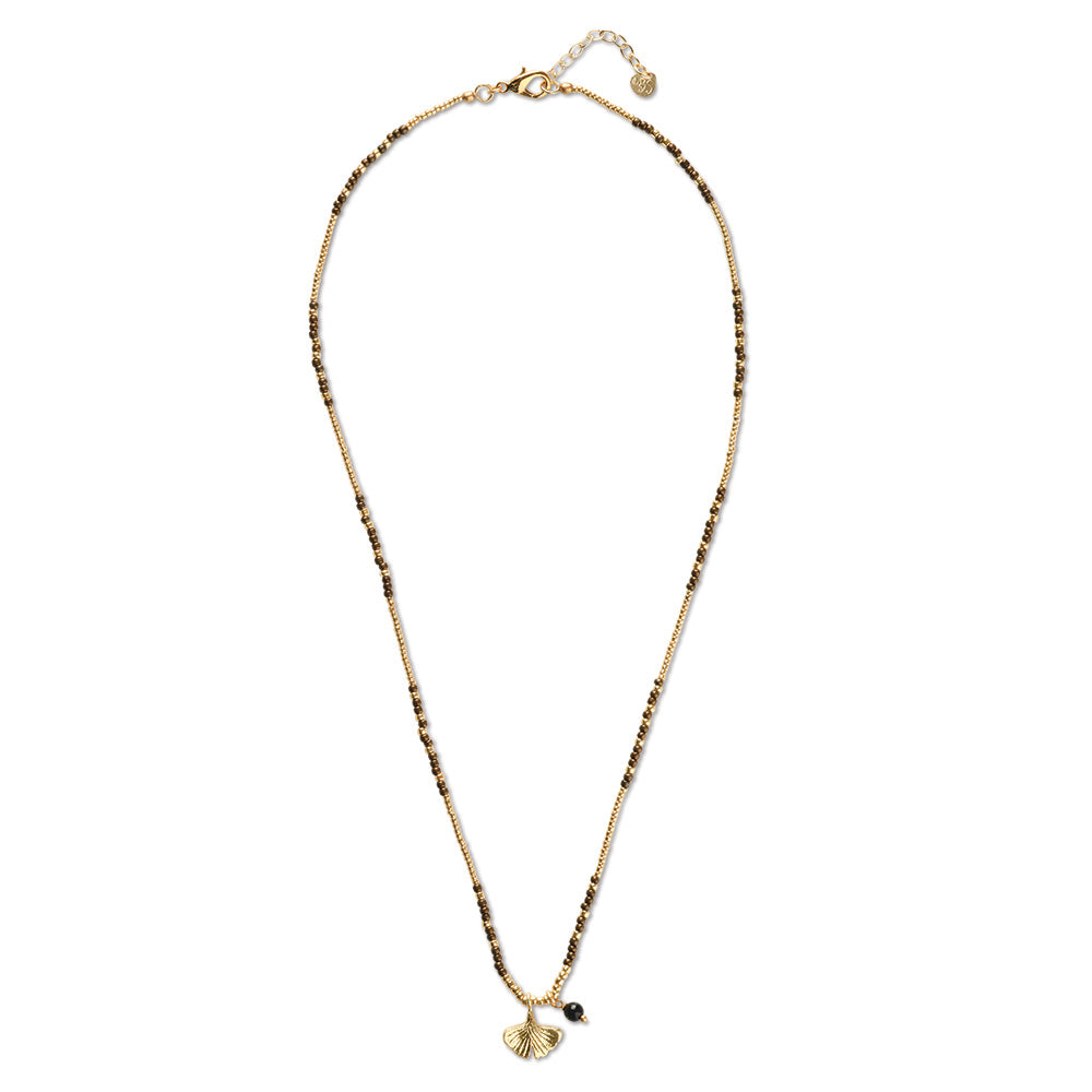 Honored Zwarte Onyx Ketting Goudkleurig