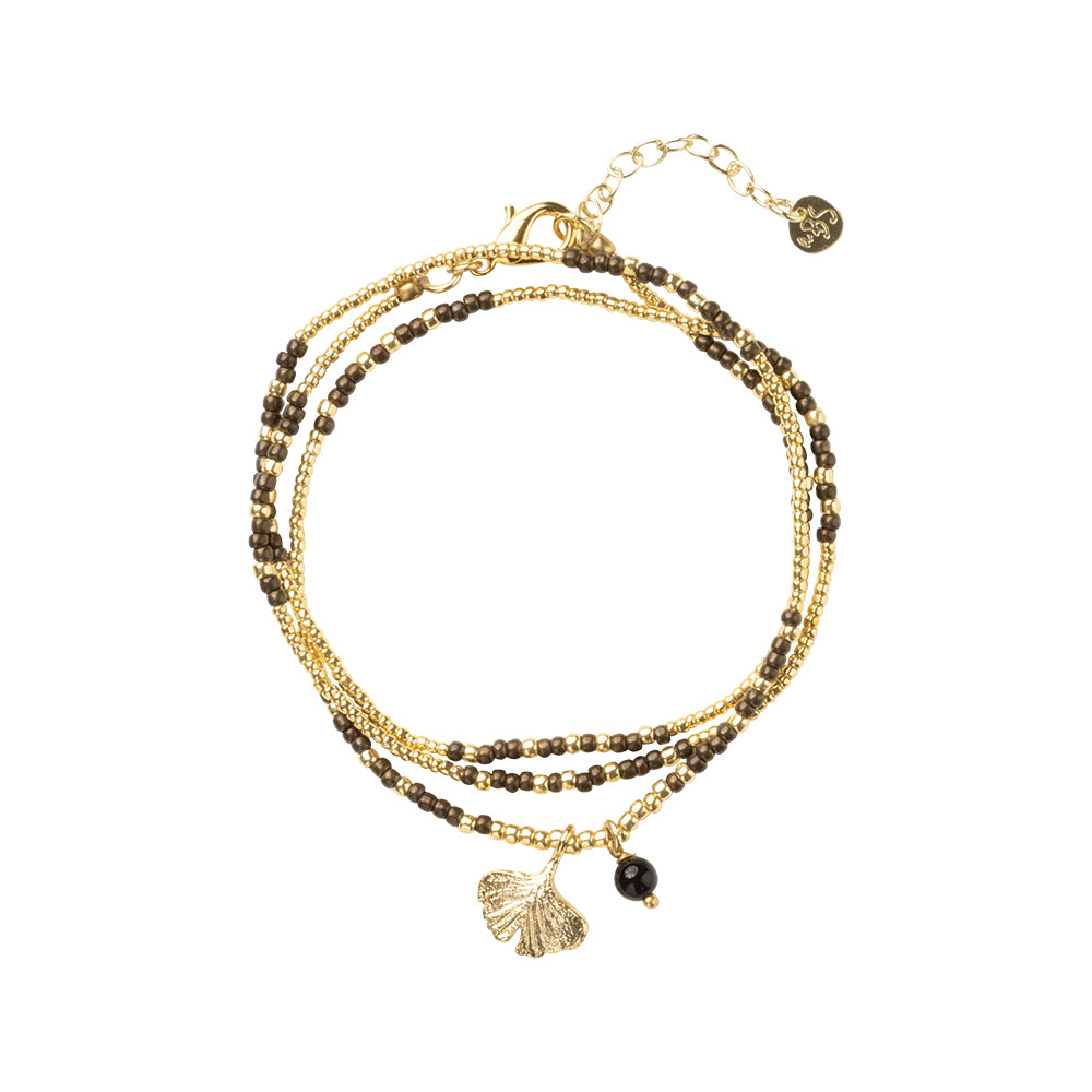 Honored Zwarte Onyx Ketting Goudkleurig