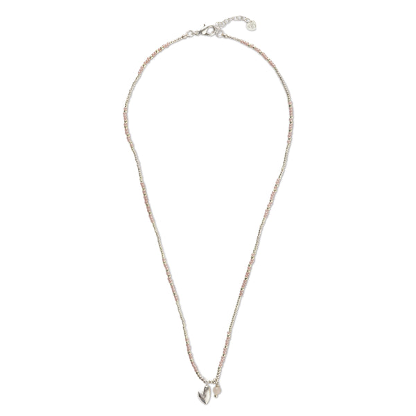Honored Rose Quartz Necklace Silver Colored