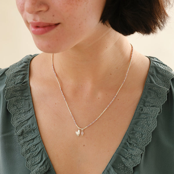 Honored Rose Quartz Necklace Silver Colored