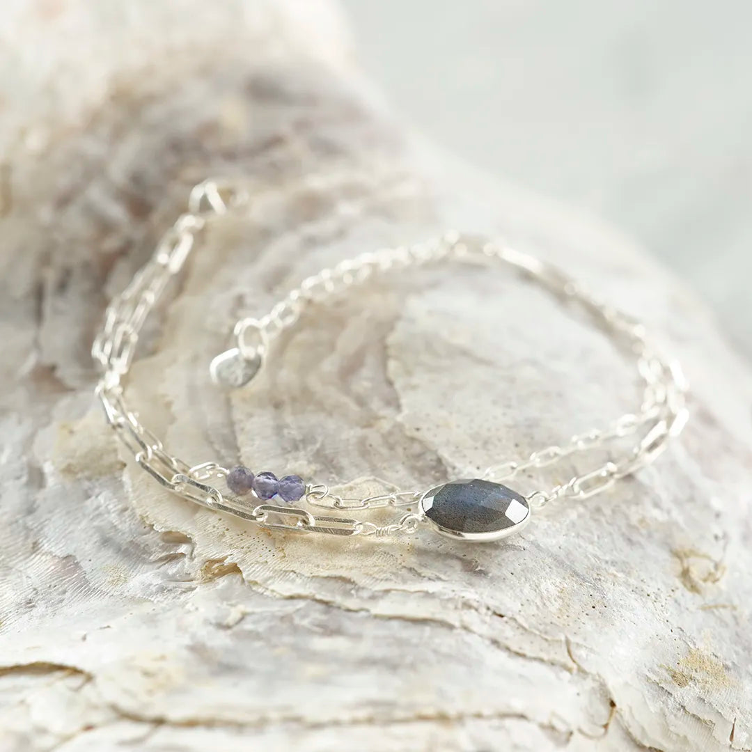 Affinity Labradoriet Ioliet Verzilverde Armband
