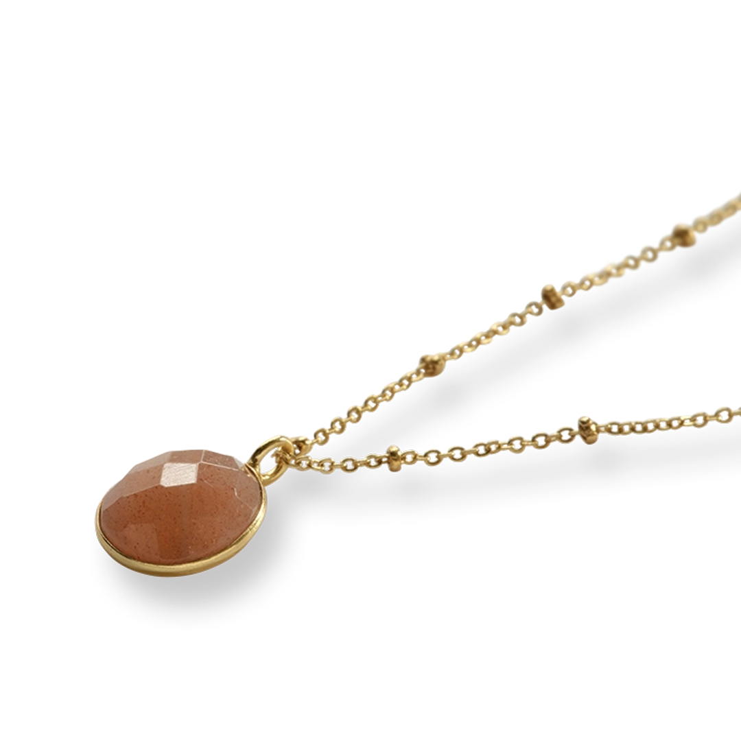  Adoration Perzik Maansteen Vergulde Ketting