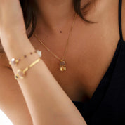 Authentic Perzik Maansteen Vergulde Ketting