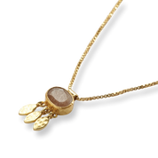 Authentic Perzik Maansteen Vergulde Ketting