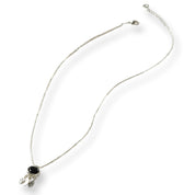 Authentic Schwarzer Onyx versilberte Halskette