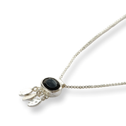 Authentic Schwarzer Onyx versilberte Halskette