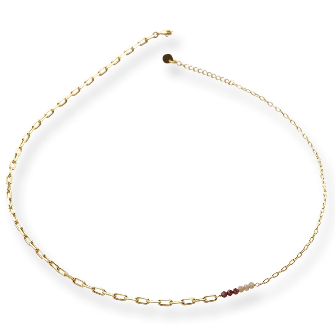 Encourage Perzik Maansteen Granaat Vergulde Ketting