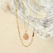 Encourage Perzik Maansteen Granaat Vergulde Ketting