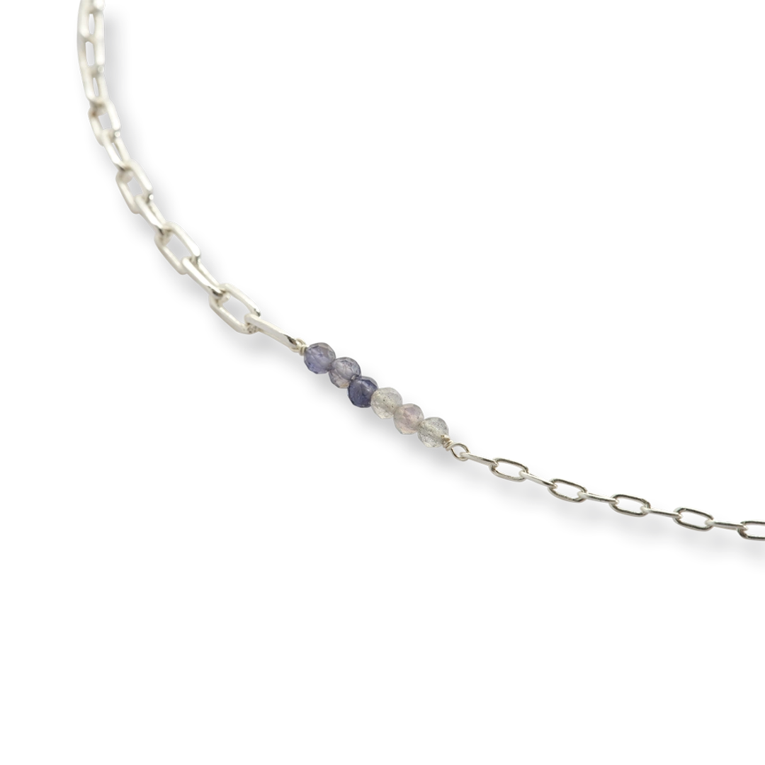 Encourage Labradorit Iolith versilberte Halskette
