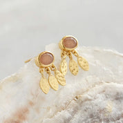 Belief Perzik Maansteen Vergulde Oorbellen