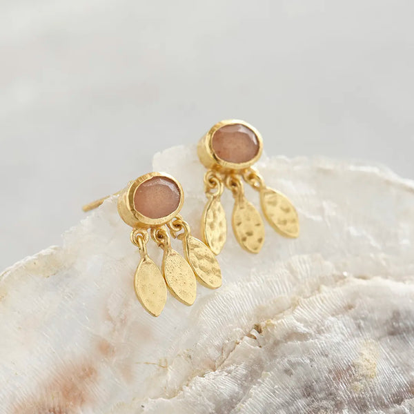 Belief Peach Moonstone Earrings Gold Plated