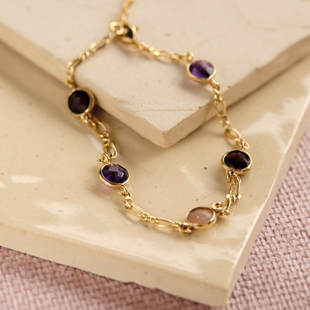 Mesmerized Granat Amethyst Pfirsich-Mondstein Armband