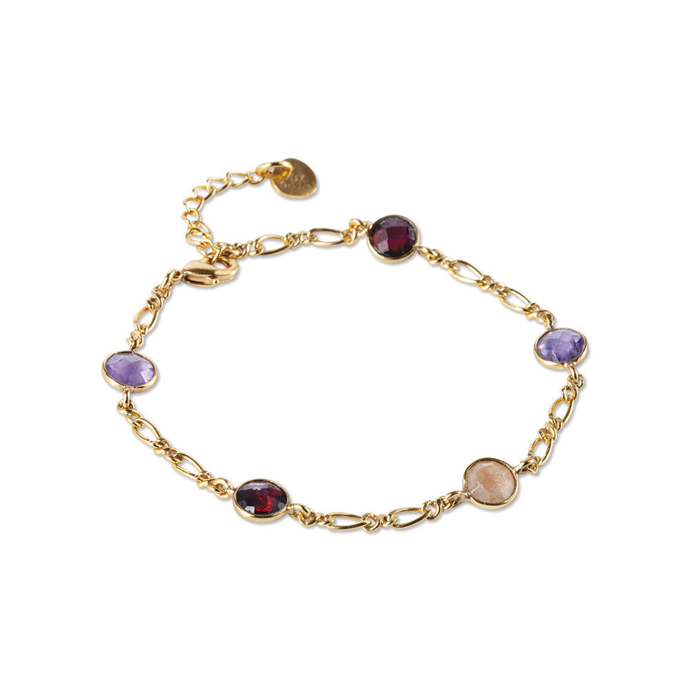 Mesmerized Granat Amethyst Pfirsich-Mondstein Armband