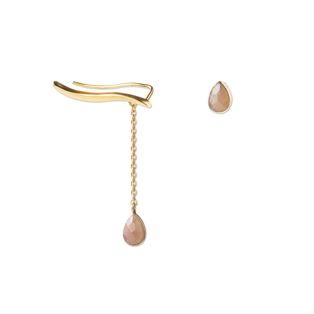 Fantasize Pfirsich-Mondstein Ohrring-Set