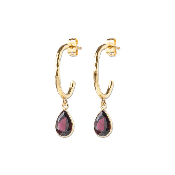 Admiring Garnet Earrings Gold Plated
