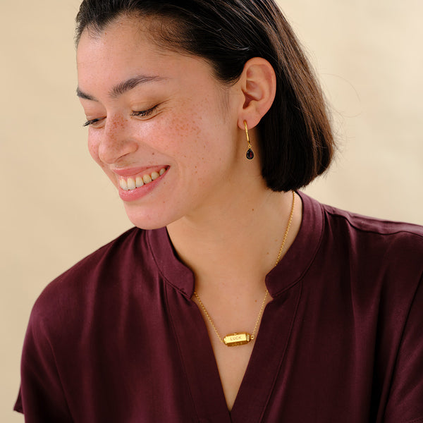 Admiring Garnet Earrings Gold Plated