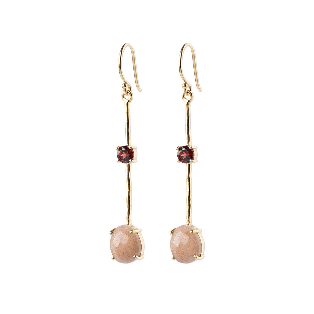 Magnificent Pfirsich-Mondstein Ohrringe