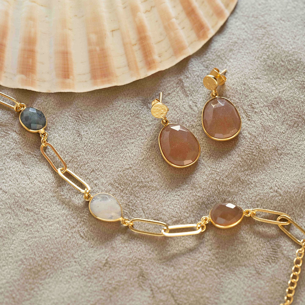 Audacity Pfirsich-Mondstein Ohrringe