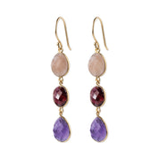 Granted Pfirsich-Mondstein Granat Amethyst Ohrringe