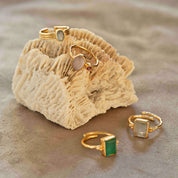 Vibrant Pfirsich-Mondstein Ring - 18,5