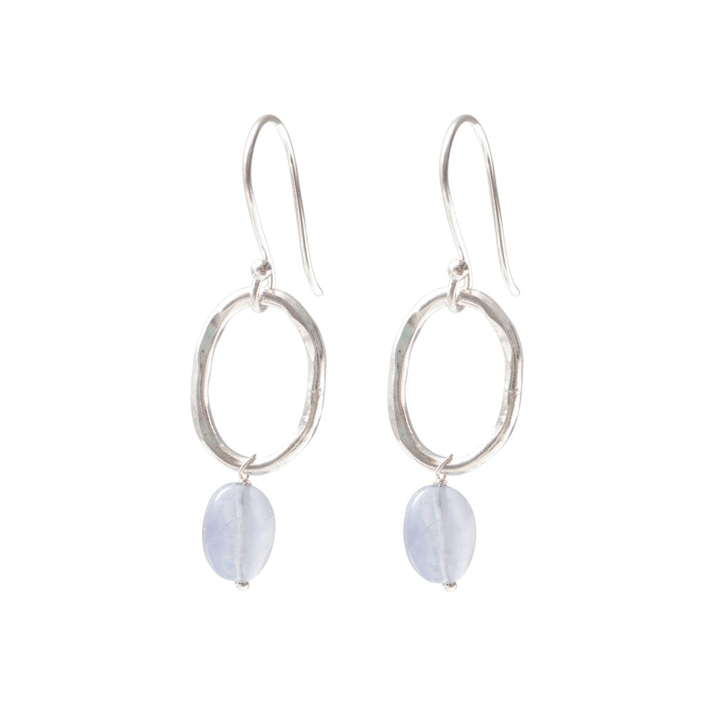 Graceful Blauer Achat versilberte Ohrringe